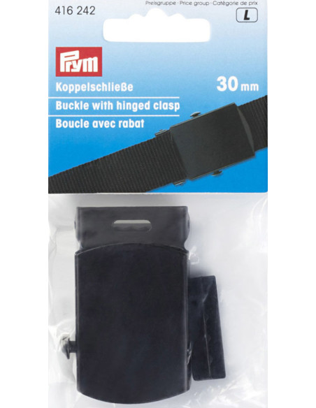 Black flap belt buckle 30 mm