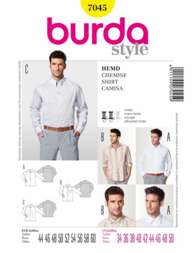 Men's Shirt Pattern - Burda 7045