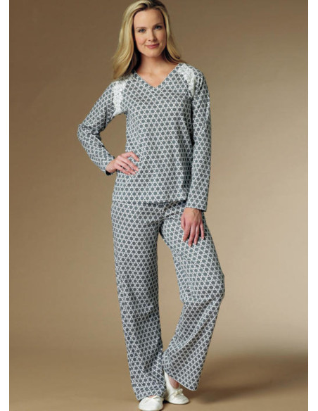 Robe, top, nightgown, and pants pattern - Butterick 6428