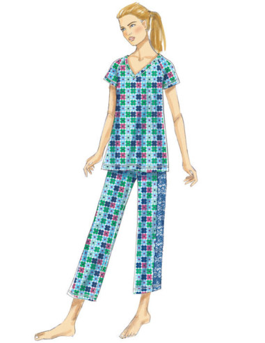 Robe, top, nightgown, and pants pattern - Butterick 6428