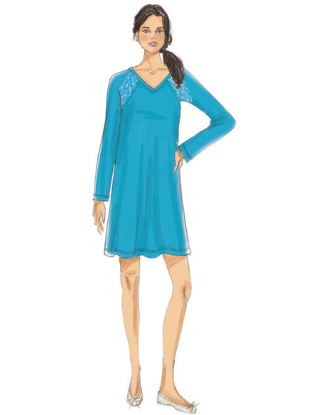 Robe, top, nightgown, and pants pattern - Butterick 6428