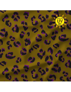 Lycra swimsuit fabric - Ochre fawn and purple