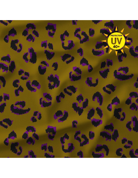 Lycra swimsuit fabric - Ochre fawn and purple