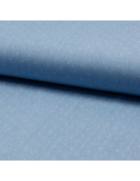 Viscose chambray plumetis fabric - Sky blue