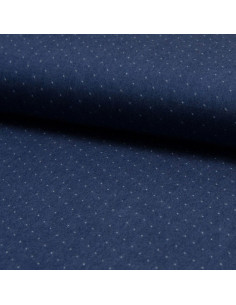 Viscose chambray plumetis fabric - Denim blue