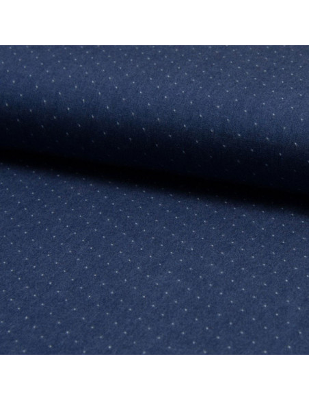 Viscose chambray plumetis fabric - Denim blue