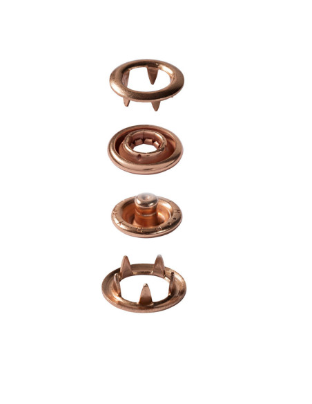 Box of 10 copper jersey snap buttons with 10 mm tool