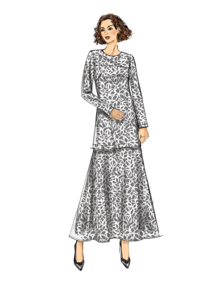 Patron de haut, tunique, jupe et écharpe - Butterick 6636