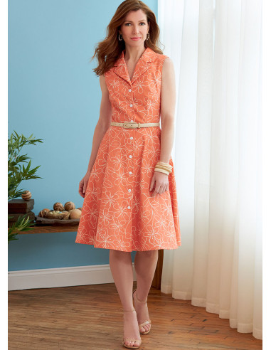 Dress, shirt, belt, and scarf pattern - Butterick 6843
