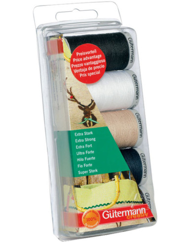 Set of 5 extra-strong polyester sewing threads Gütermann