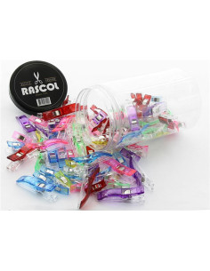 Jar of 100 multicolored fabric clips Rascol 2