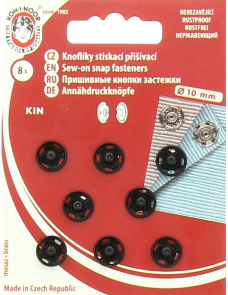 10 mm Metal Snap Fasteners - Black