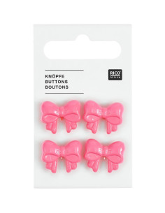 Card of 4 knot buttons - Pink 18 x 15 mm