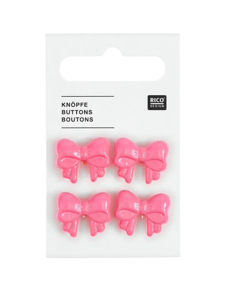 Card of 4 knot buttons - Pink 18 x 15 mm