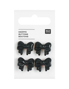 Card of 4 knot buttons - Black 18 x 15 mm