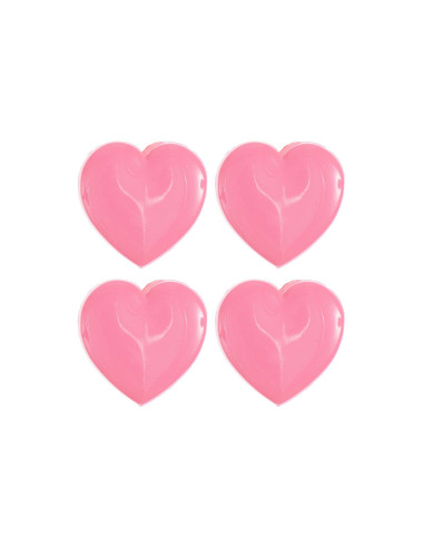 Card of 4 heart buttons - Pink 15 x 15 mm
