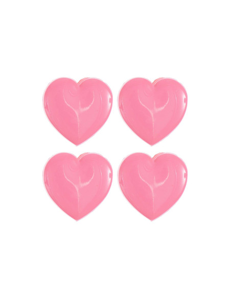 Card of 4 heart buttons - Pink 15 x 15 mm