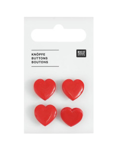 Heart button card - Red 15 x 15 mm