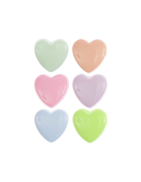 Card of 6 heart buttons - Pastels 11 x 11 mm