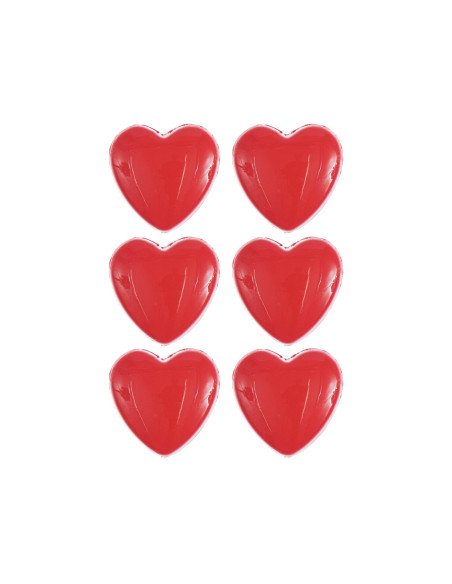 Card of 6 heart buttons - Red 11 x 11 mm