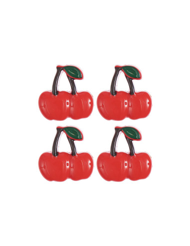 Card of 4 cherry buttons - Red 17 x 17 mm