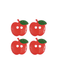 Card of 4 apple buttons - Red 15 x 16 mm 2