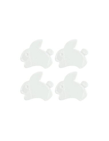 Card of 4 rabbit buttons - White 15 x 13 mm