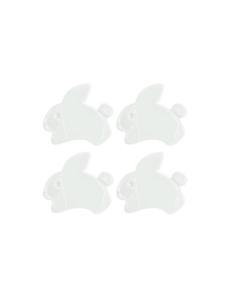 Card of 4 rabbit buttons - White 15 x 13 mm