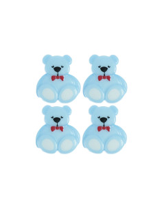 Card of 4 teddy bear buttons - Blue 16 x 18 mm 2