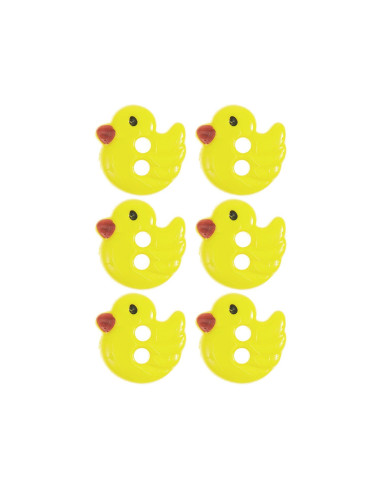 Card of 6 chick buttons - Yellow 13 x 12 mm