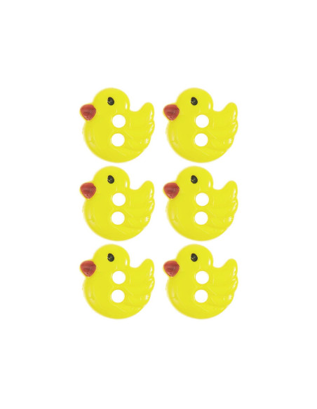 Card of 6 chick buttons - Yellow 13 x 12 mm