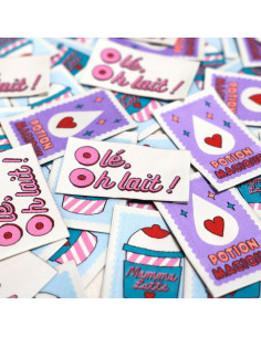 Set of 6 woven labels - Milk Power Mix