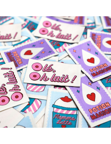 Set of 6 woven labels - Milk Power Mix