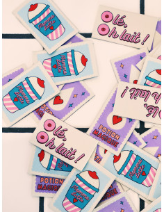 Set of 6 woven labels - Milk Power Mix 2