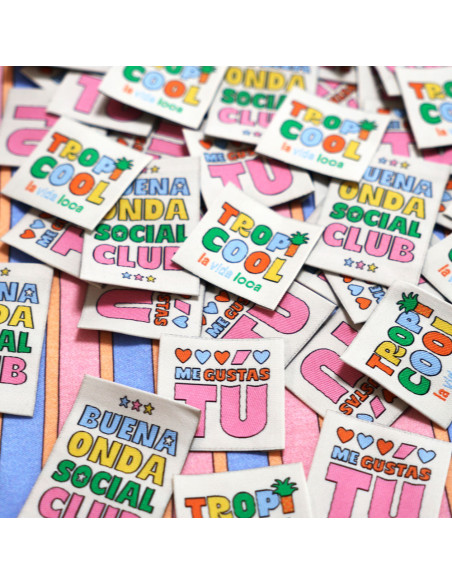 Set of 6 woven labels - Tropical Fiesta Mix