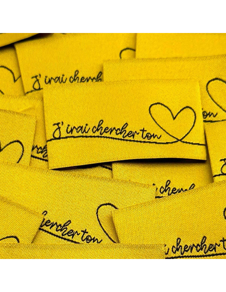 Set of 5 woven sew-on labels "I'll go find your heart"