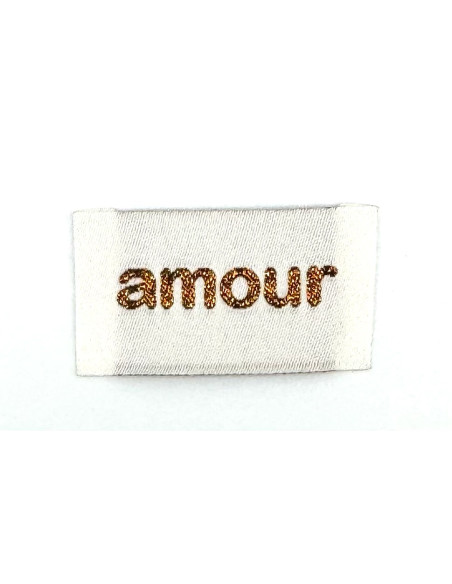 Lot de 5 étiquettes tissées à coudre Amour - Bronze