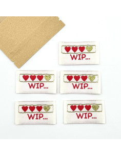 Set of 5 woven sew-on labels WIP 2