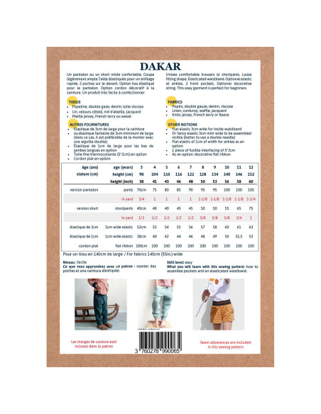 Dakar pants and shorts pattern - Ikatee