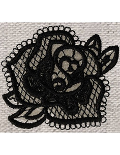 Black lace pink iron-on patch
