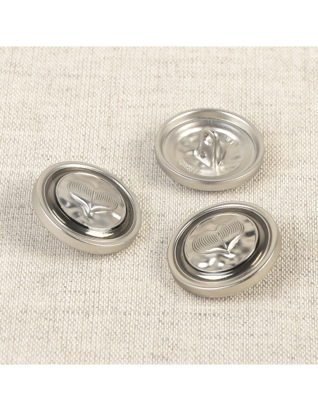 Heart metal button 23 mm - Silver