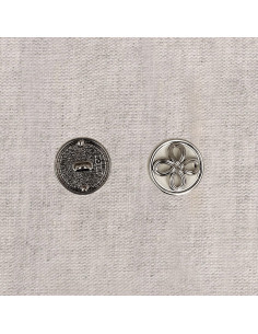 Metal flower button - Silver 2