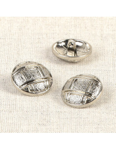 20 mm checkered metal button - Silver