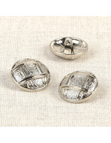 20 mm checkered metal button - Silver
