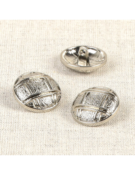 20 mm checkered metal button - Silver