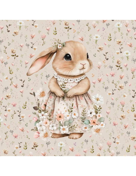 Lightweight sweatshirt fabric panel 40 cm x 50 cm - Rabbit in dress