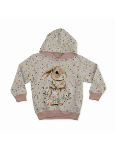Lightweight sweatshirt fabric panel 40 cm x 50 cm - Rabbit in dress
