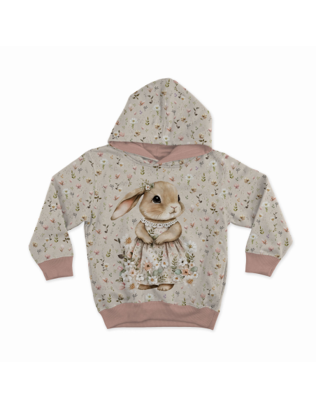 Lightweight sweatshirt fabric panel 40 cm x 50 cm - Rabbit in dress