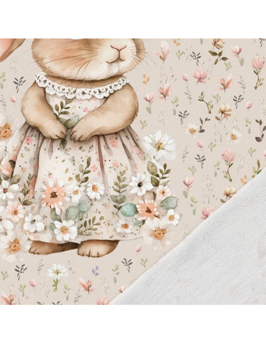 Lightweight sweatshirt fabric panel 40 cm x 50 cm - Rabbit in dress