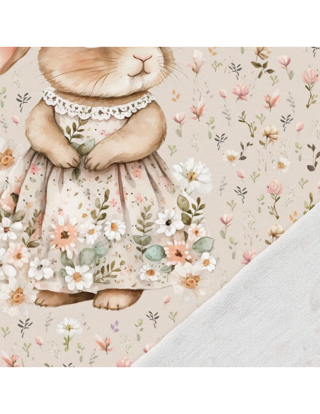 Lightweight sweatshirt fabric panel 40 cm x 50 cm - Rabbit in dress